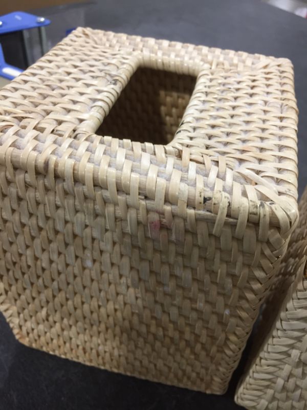 Photo 3 of 2 PACK!!! WICKER TISSUE BOX 5L X 5W X 5H INCHES