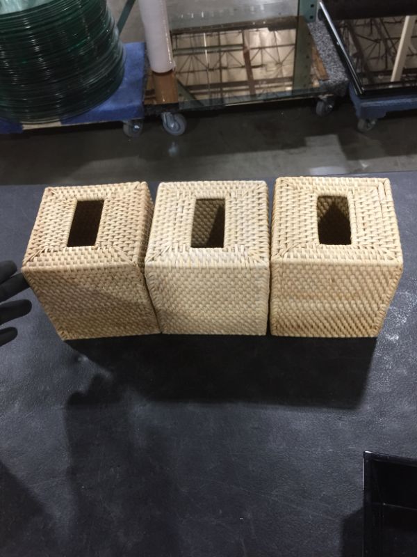 Photo 2 of 3 PACK!!! WICKER TISSUE BOX 5L X 5W X 5H INCHES