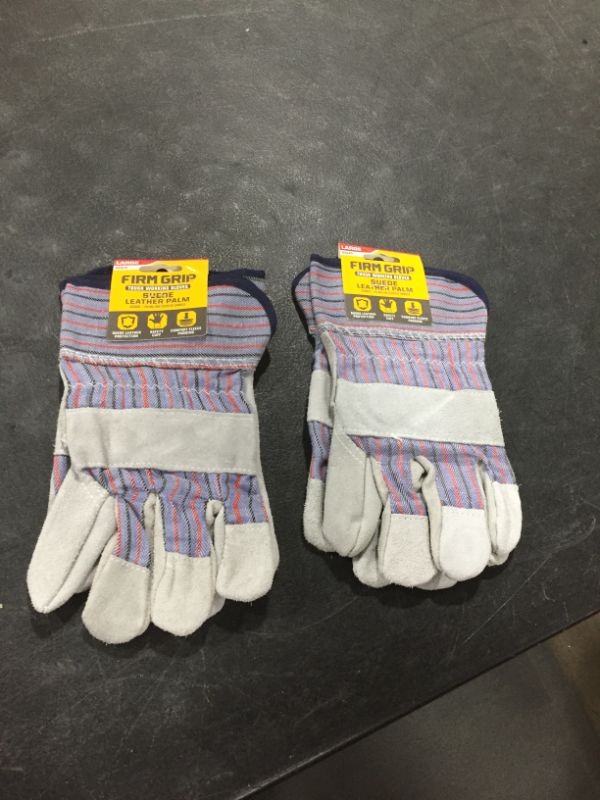 Photo 2 of 2 PACK!!! FIRM GRIP Suede Leather Palm Large Glove, Gray
