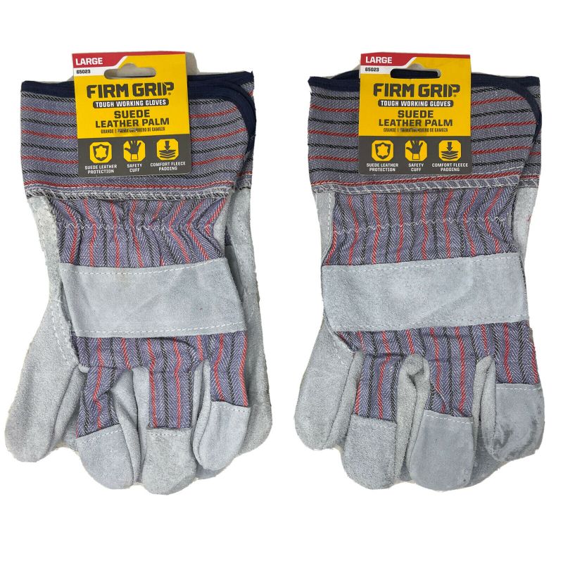 Photo 1 of 2 PACK!!! FIRM GRIP Suede Leather Palm Large Glove, Gray
