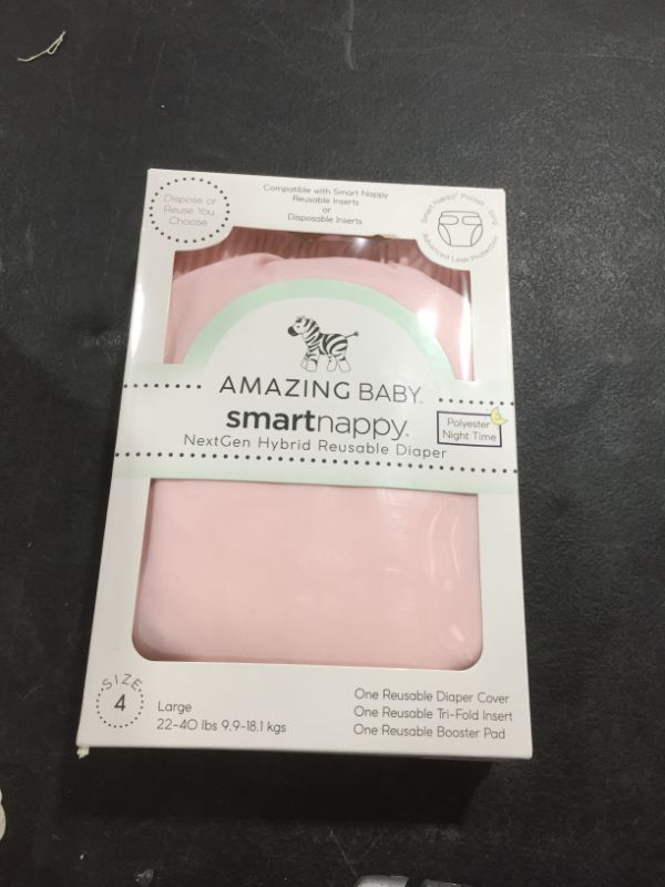 Photo 2 of SmartNappy Swim Diaper, NextGen Hybrid Cloth Diaper Cover + 1 Tri-fold Reusable Insert + 1 Reusable Booster, Pastel Pink, Size 4, 22-40 lbs
