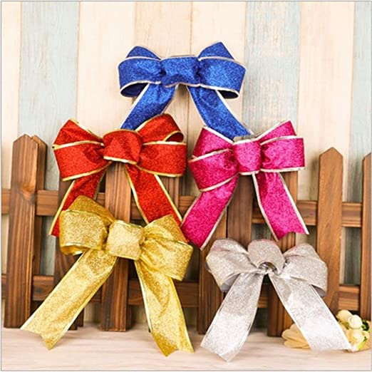 Photo 1 of 5-Pack Christmas Tree Ribbon Bows & Christmas Bows Decoration - 10" Large Christmas Bows
