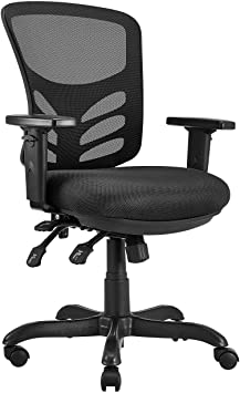 Photo 1 of AmazonCommercial Ergonomic Mid-Back Mesh Desk/Computer Chair with Adjustable Seat, Armrests, and Lumbar Support - Black
