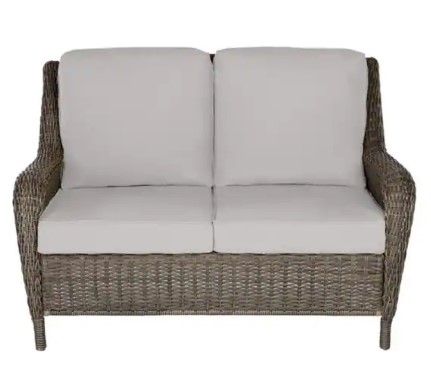 Photo 1 of Hampton Bay Chairs Spring Haven Grey All-Weather Wicker Patio Loveseat With Bare Cushion
COVERS NOT INCLUDED!