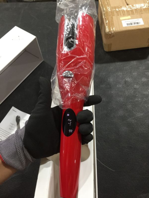 Photo 2 of 1 Inch Ceramic Rotating Curler Automatic Curling Iron Instant Heat up to 410°F Suitable for All Hair Types (Red)