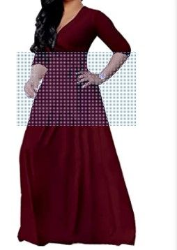 Photo 1 of WanMem Plus Size Maxi Dress for Women Casual Sexy V Neck 3/4 Sleeve Flowy Party Dress size 3xl
