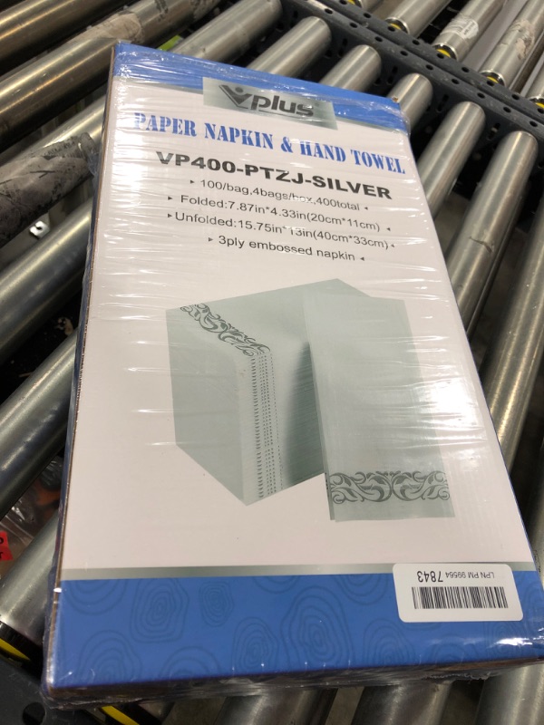 Photo 3 of [400 Pack]Vplus Paper Napkins Guest Towels Disposable Premium Quality 3-ply Dinner Napkins Disposable Soft, Absorbent, Party Napkins Wedding Napkins for Kitchen, Parties, Dinners or Events(Silver)
