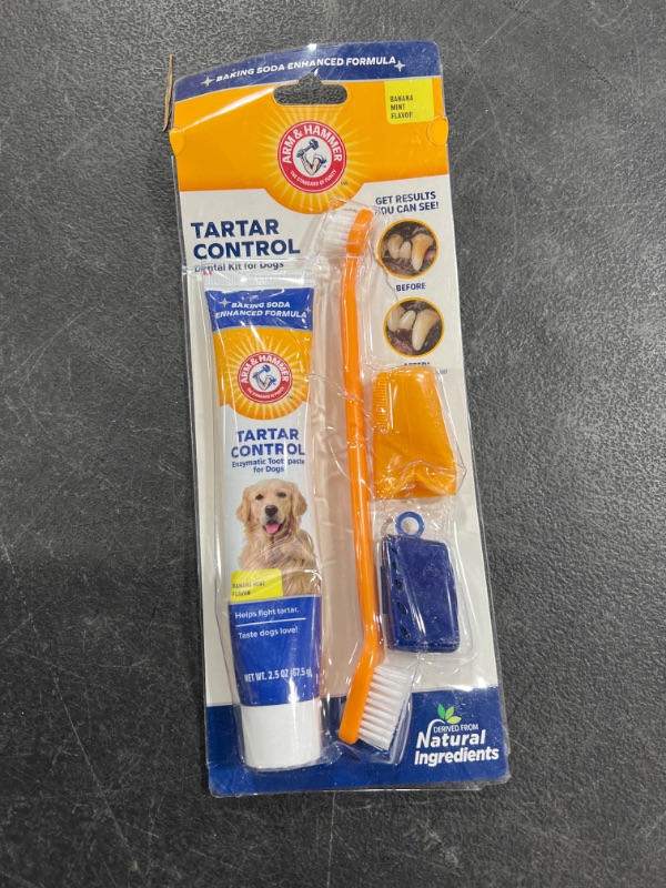 Photo 2 of Arm & Hammer for Pets Tartar Control Kit for Dogs-Contains Toothpaste, Dog Toothbrush & Fingerbrush - Dog Teeth Cleaning Kit, Dog Toothpaste Kit from Arm and Hammer, Dog Dental Care, Pet Toothbrush
