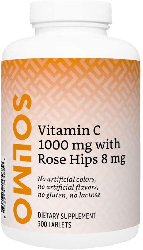 Photo 1 of Amazon Brand - Solimo Vitamin C 1000 mg with Rose Hips 8 mg, 300 Tablets, Ten Month Supply exp. 06 2022