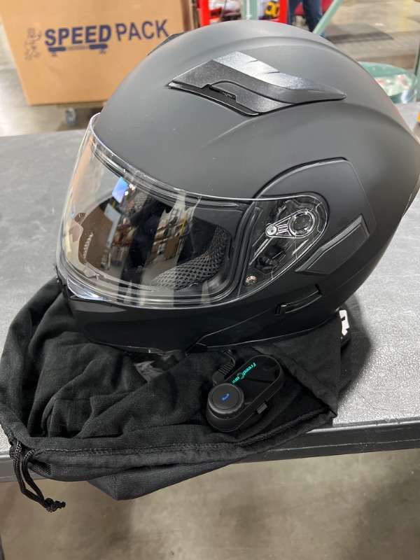 Photo 2 of 1STorm Motorcycle Full Face Helmet Skull King Matt Black+ One Extra Clear Shield, Size X-Large Size XL (59-60 cm, 23.2/23.6 Inch)
