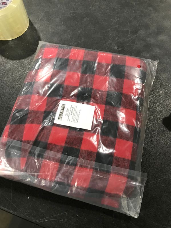 Photo 2 of 48 Inch Large Buffalo Red Plaid Christmas Tree Skirt - Black and Red Checked Christmas Tree Skirts Double Layer Tree Skirt for Holiday Party Mat Decorations
