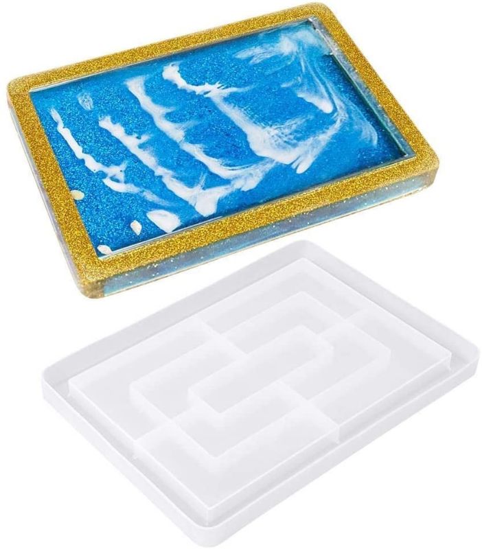 Photo 1 of 2 PACK!!! Large Tray Molds for Resin Casting Easy to Release Rectangle Resin Casting Molds DIY Jewelry Holder and Fruit Snack Tray

