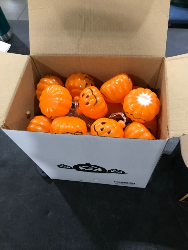 Photo 1 of BUCLA Halloween Pumpkin String Lights, Holiday Lights for Indoor Outdoor Decor, Waterproof battery box, 8 Modes Steady/Flickering Lights(10 feet/pack, 20 Pumpkins/pack, 2 packs/box)
