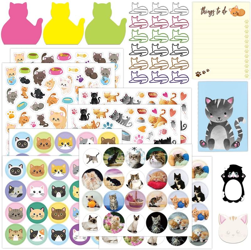 Photo 1 of Cute Cats Stickers Cats Sticky Notes Memo Pads Paper Clips Notepads for Office School Gift Cats Lovers
