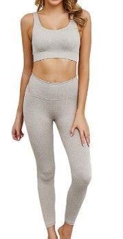 Photo 1 of Two Piece Outfits for Women- Sports Bras High Waisted Leggings Workout Clothes for Yoga Gym
LARGE 