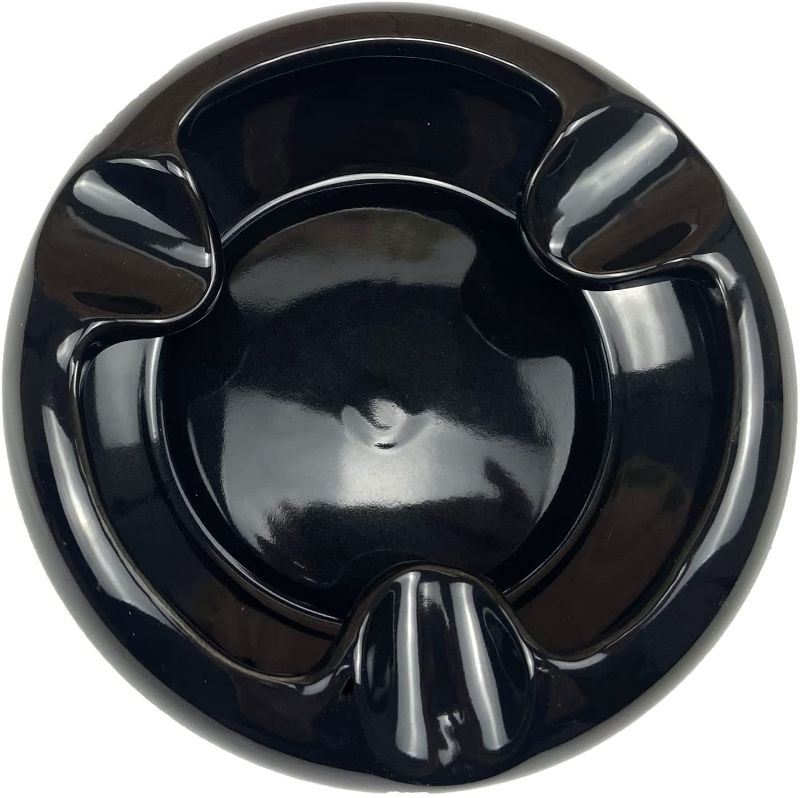 Photo 1 of Cigar Ashtray Outdoor Ash Tray – Round 5.9-Inch Ceramic Ashtray Black Gloss Cigar Holder, Suitable for Indoor, Outdoor, Restaurant, Home, Office Use – Cigar Accessories Gift
