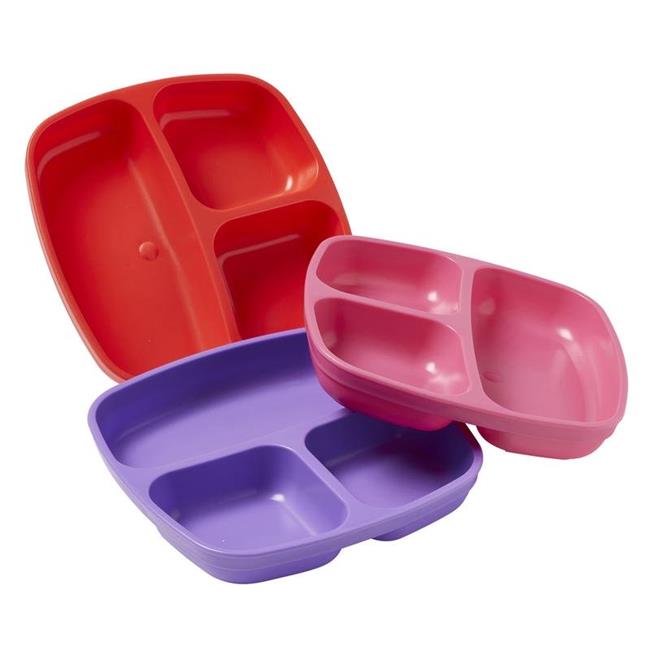 Photo 1 of ECR4Kids Divided Plates, Berry, Set of 3
