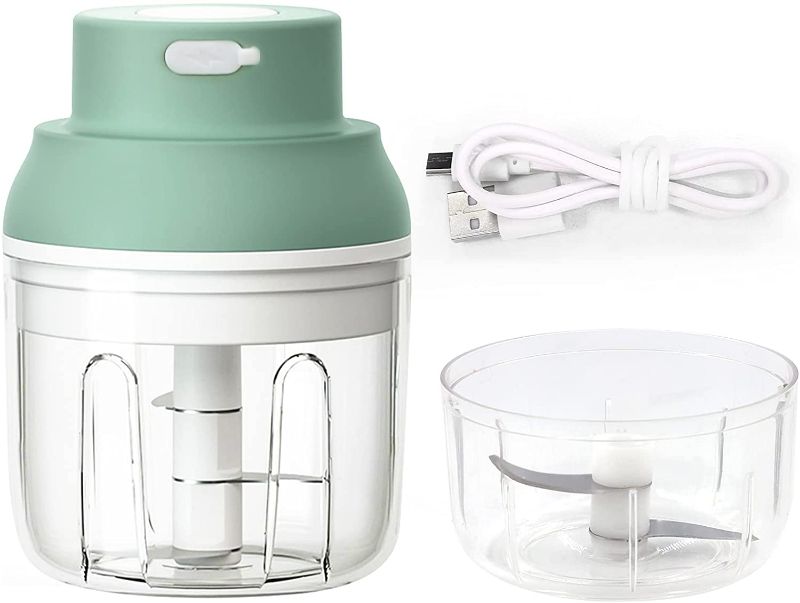 Photo 1 of Homease Garlic Chopper Mini Electric 250/100ml Portable Food Chopper with USB Charging Powerful Cutting Used for Garlic Onion Celery Ginger Pepper Avocado Meat Nuts Baby Food Wireless Green
