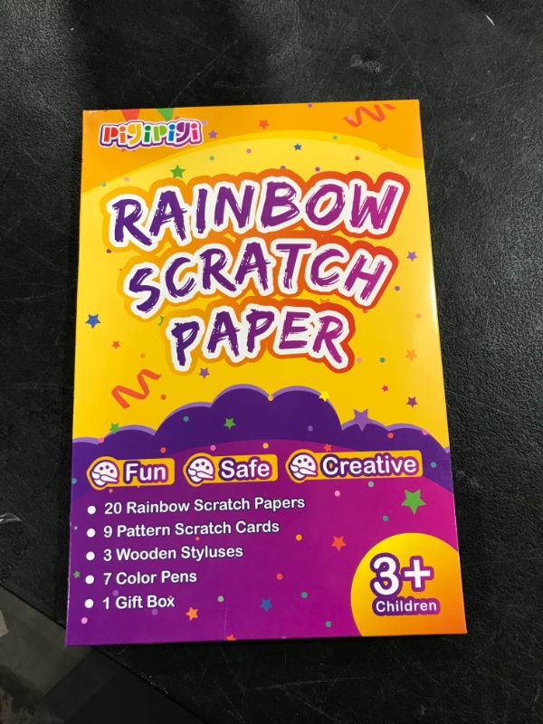 Photo 2 of QXNEW Art and Craft Gift for Kids - Magic Scratch Rainbow Paper Art Set for Girls Boys Activity Coloring Doodle Drawing Pad Card Board Supply Kit for Children Teen Birthday Toy
