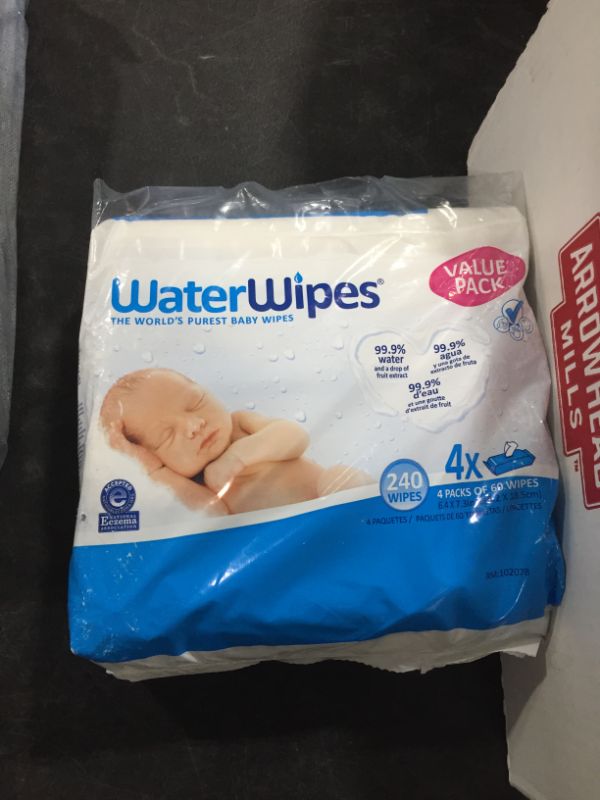 Photo 2 of WaterWipes Original Baby Wipes, 99.9% Water, Unscented & Hypoallergenic for Sensitive Newborn Skin, 4 Packs (240 Count)
