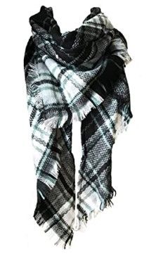 Photo 1 of Wander Agio Womens Warm Long Shawl Winter Wraps Large Scarves Knit Cashmere Feel Plaid Triangle Scarf
