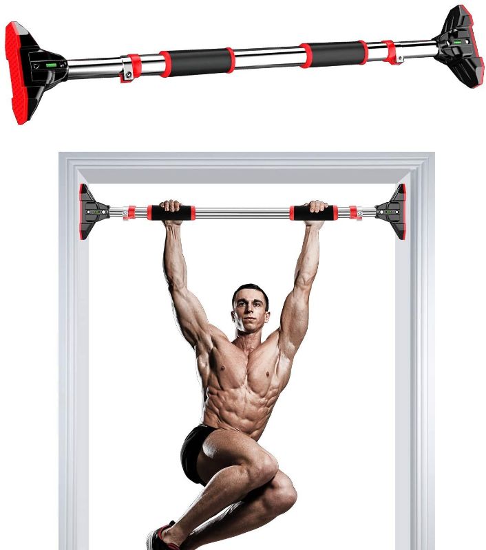 Photo 1 of APRIXIATE Pull Up Bar for Doorway, Chin Up Bar No Screw Installation Strength Training Pull-Up Bars with Automatic Locking, Adjustable Width for Home Gym Exercise Fitness 440 LBS
