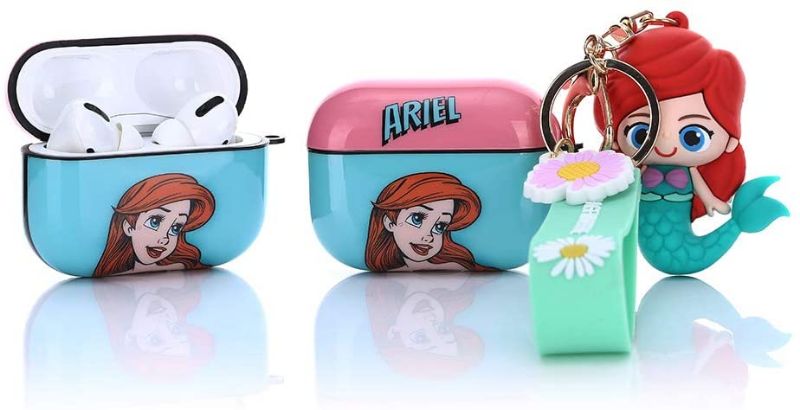 Photo 1 of Suublg Airpods Pro Princess Case Cartoon Doll Anti-Lost Keychain Hard Silcone Covers, PET Material IMD Technology Charging Protective Covers Accessories Compatible for Apple Airpods
