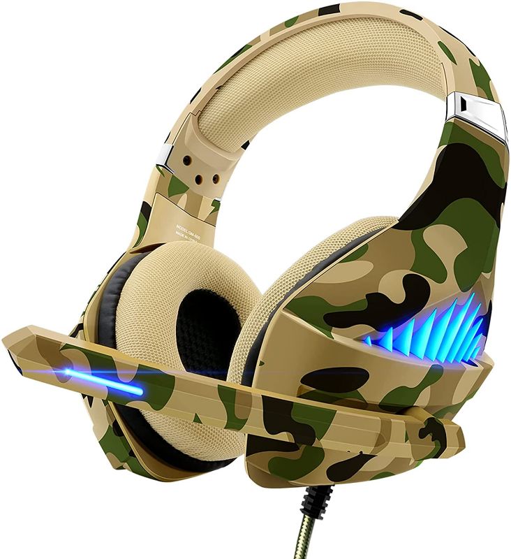 Photo 1 of Gaming Headset for PS4 PS5 Xbox One Switch PC with Noise Cancelling Over-Ear Stereo Bass Surround Sound -Camo

