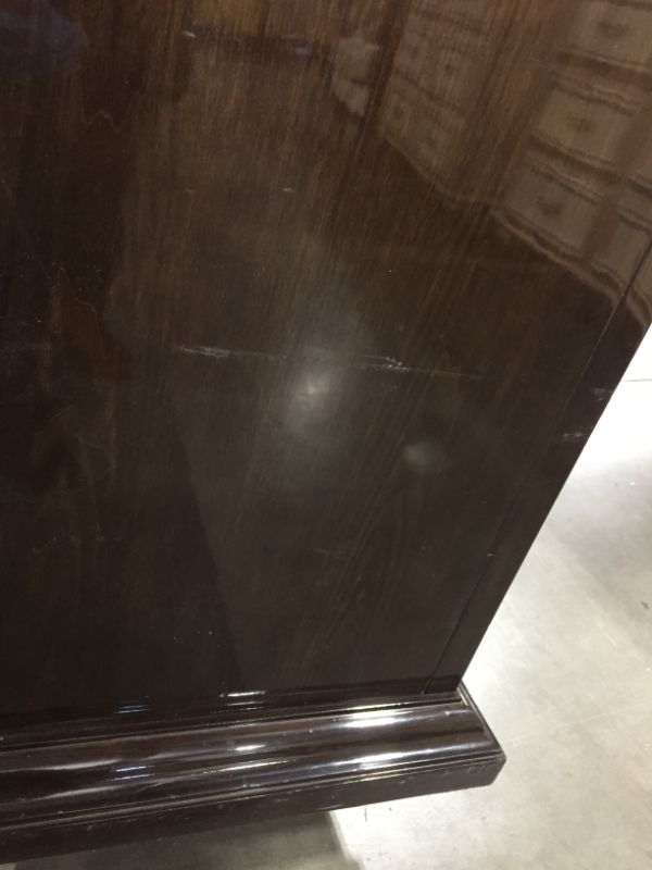 Photo 1 of 6 DRAWER ESPRESSO DRESSER WITH BAR REFLECTIVE GOLD TOP 48L X 19W X 36H INCHES