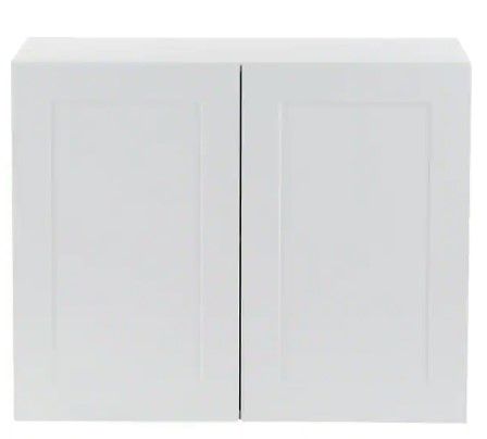 Photo 1 of Cambridge Shaker Assembled 30x24x15.5 in. Wall Cabinet with 2 Soft Close Doors in White
