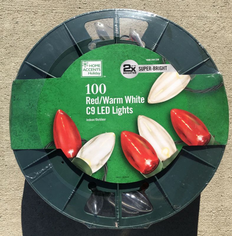 Photo 1 of 100-Light Smooth LED C9 Super Bright Constant Lights Christmas Lights on Spool
