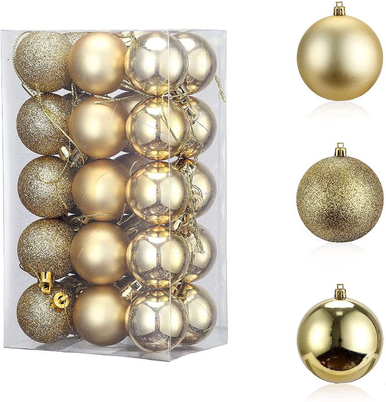 Photo 1 of 3 PACK!!! LessMo 30PCS Gold Christmas Balls Ornament for Xmas Tree, Golden Shatterproof Christmas Tree Decorations, Decorative Hanging Balls Ornaments Baubles, for Holiday Party Decor
