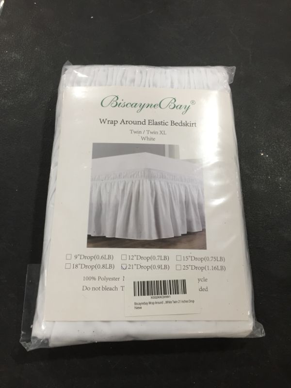 Photo 2 of Biscaynebay Wrap Around Bed Skirts for Twin &  Bed with Extra Long Drop of 21", White Elastic Dust Ruffles Easy Fit Wrinkle & Fade Resistant Silky Luxurious Fabric Solid Machine Washable
