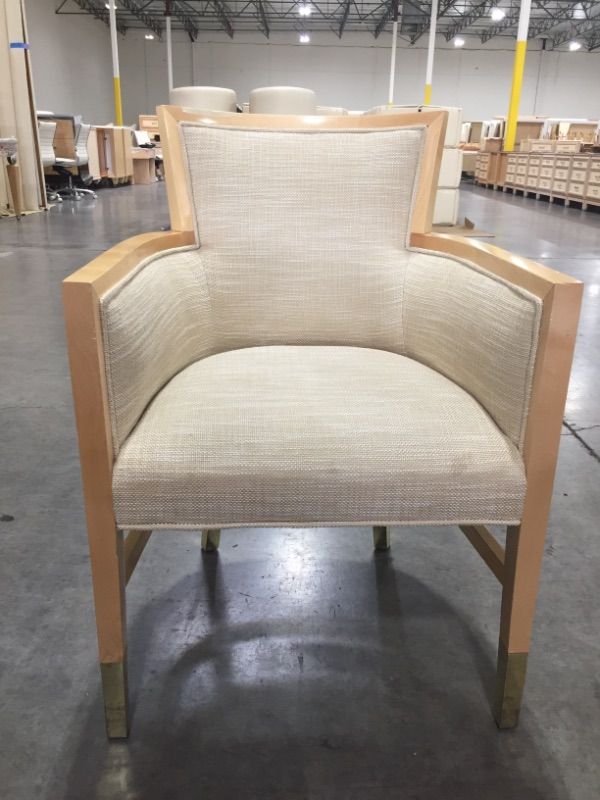 Photo 2 of LIGHT CREME CANVAS FABRIC ARMCHAIR 38H INCHES
