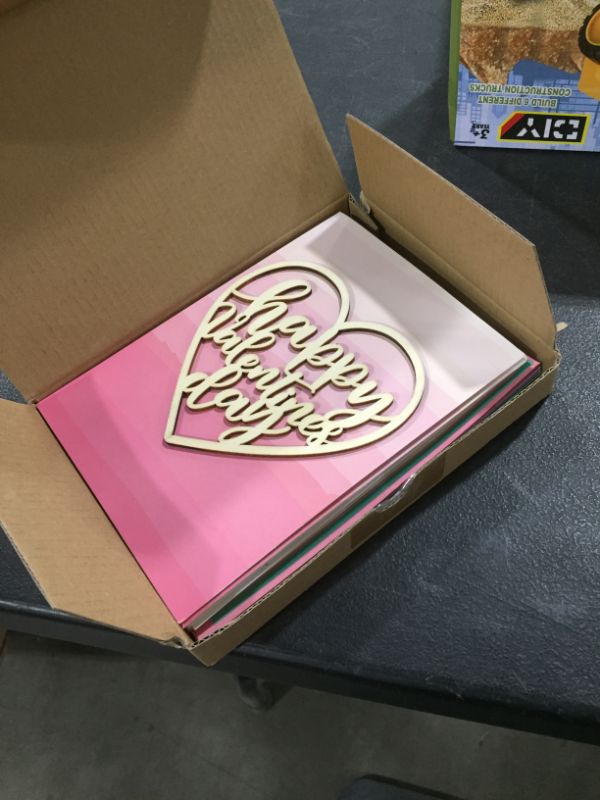 Photo 2 of 6 Packs Elegant Valentine's Day Wood Laser Cut Cards with Envelopes for Adults Teens, 3 Colors, 5 X 7 Inches
