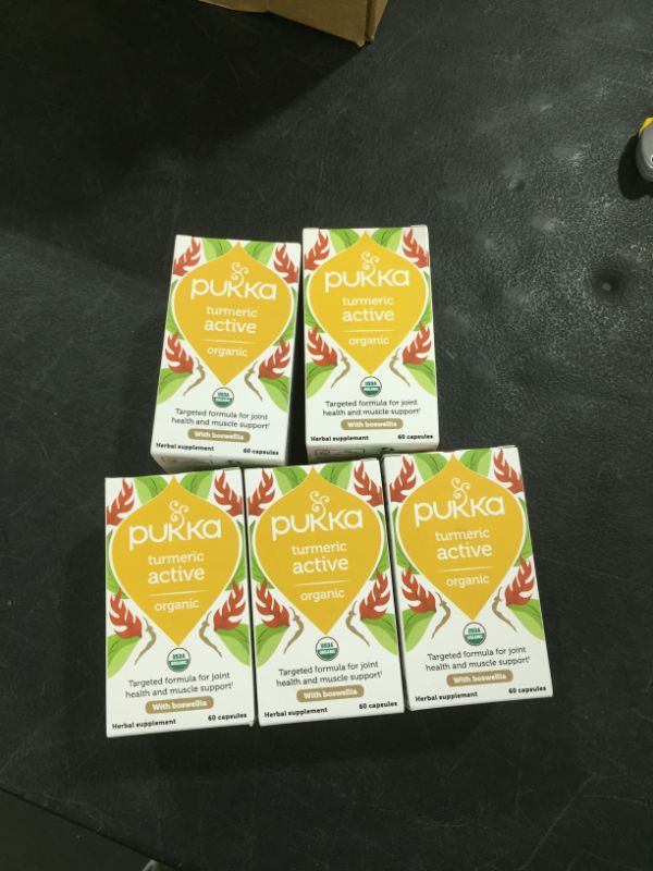 Photo 2 of 5 PACK!!! Pukka Organic Herbal Supplements Turmeric Active 60 Capsules
BB 01 2022