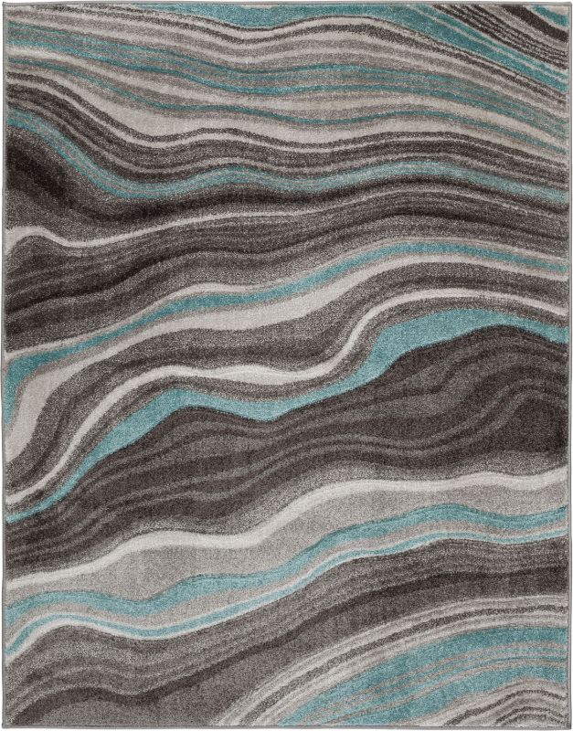 Photo 1 of Better Homes & Gardens Waves Indoor Area Rug, Teal, 4' X 6'
