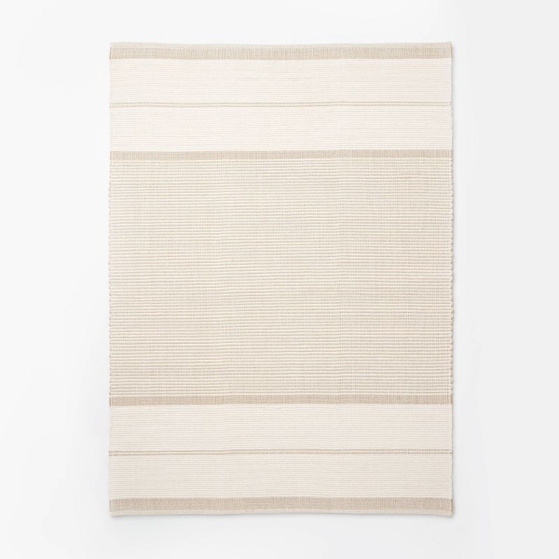 Photo 1 of 7'x10' Marina Striped Wool/Cotton Area Rug Cream - Threshold™ Designed with Studio McGee
