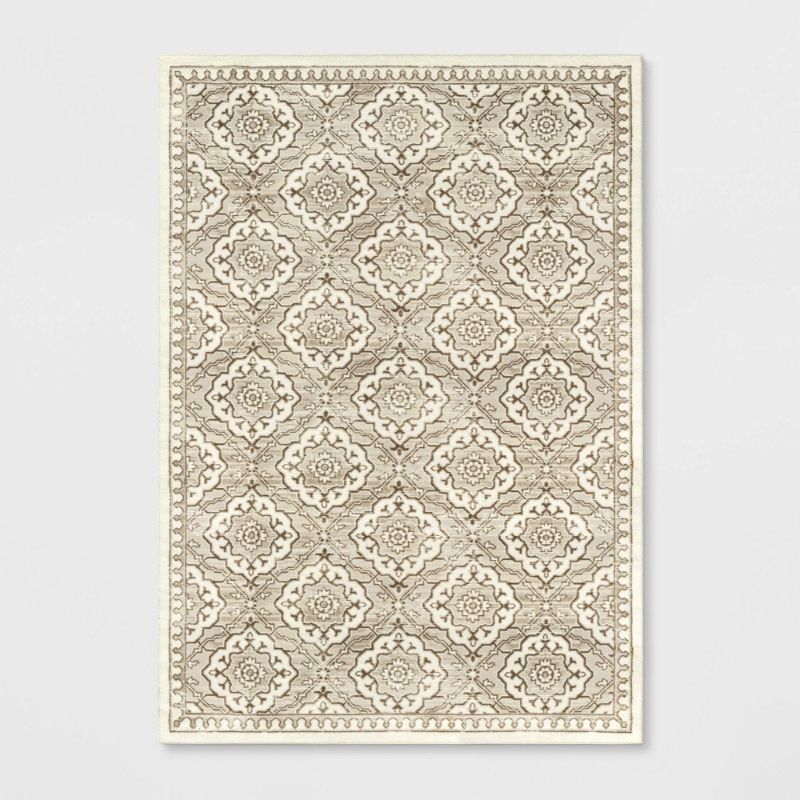 Photo 1 of 7'x10' Kenbridge Persian Style Border Tile Print Mushroom Rug - Threshold™
