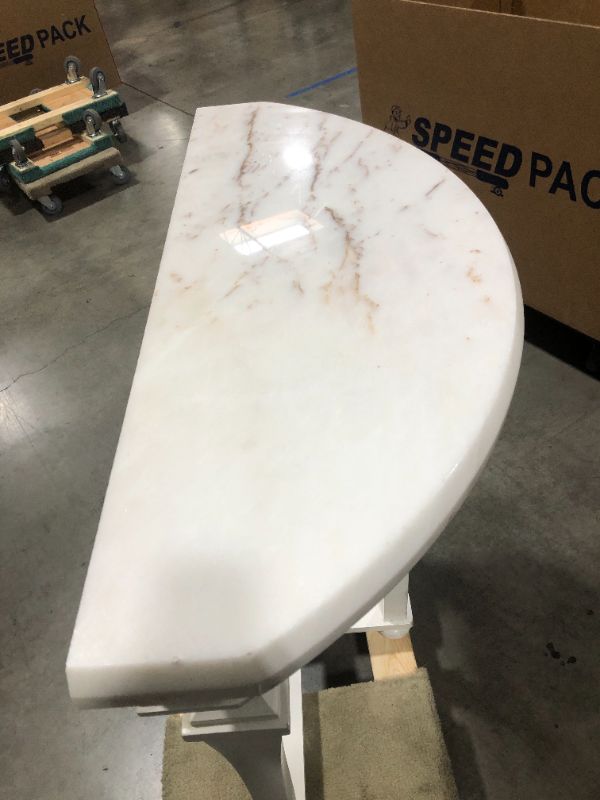 Photo 5 of WHITE MARBLE AND WOOD WALL MOUNTED TABLE 15L X 37W X 36H INCHES