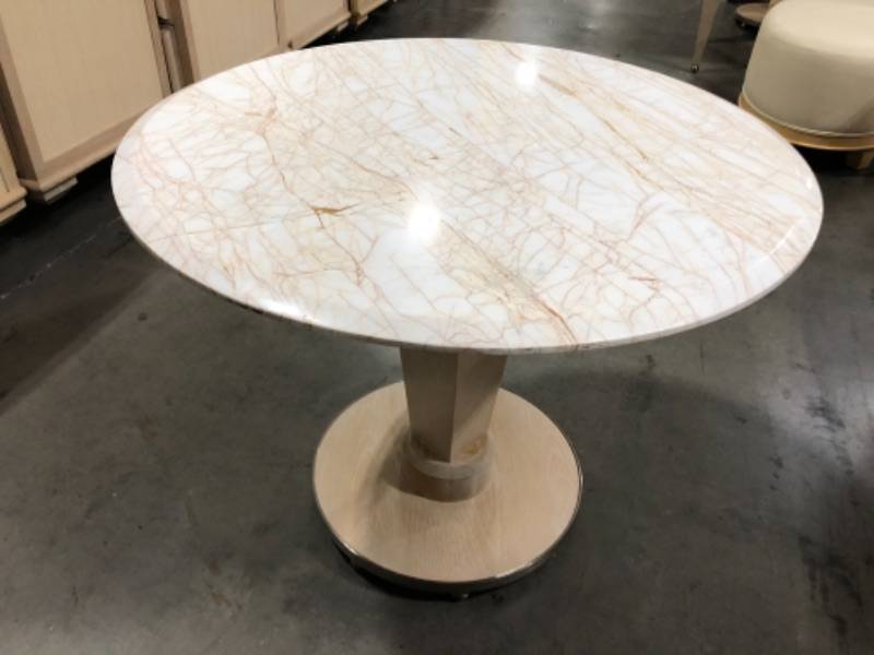 Photo 2 of LIGHT MARBLE CENTER TABLE 29H X 36W 21DIA BASE INCHES