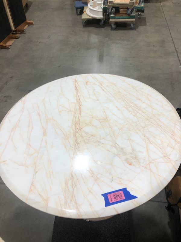 Photo 4 of LIGHT MARBLE CENTER TABLE 29H X 36W 21DIA BASE INCHES