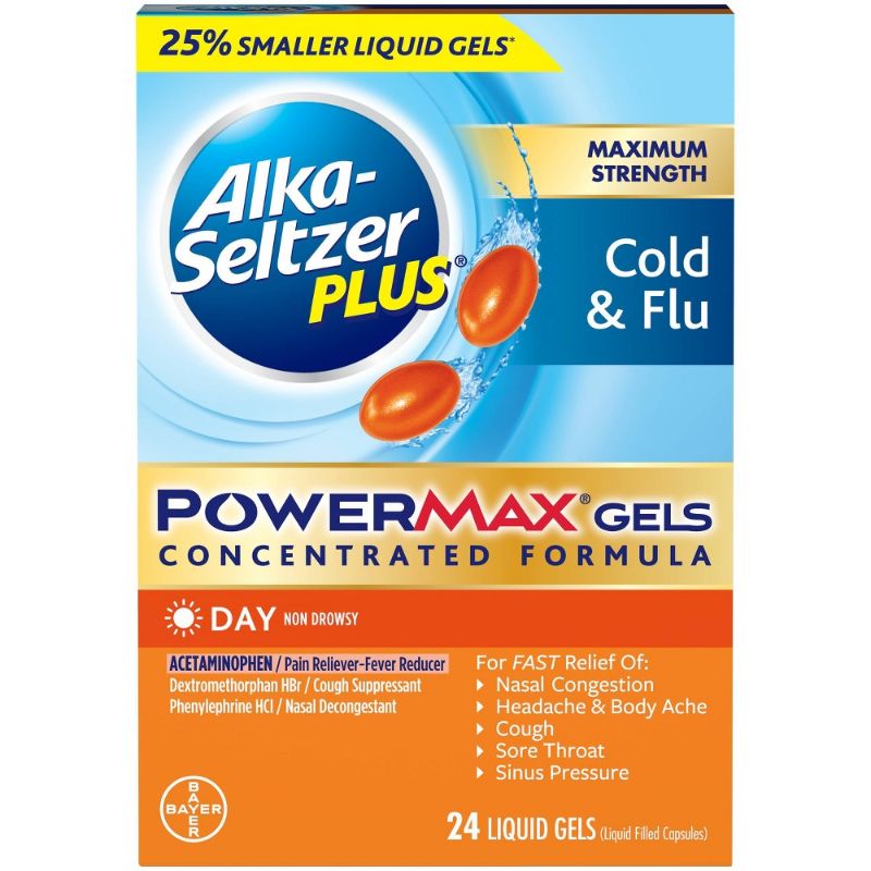 Photo 1 of Alka-Seltzer Plus Day Cold & Flu, PowerMax Gels - 24 Ct
