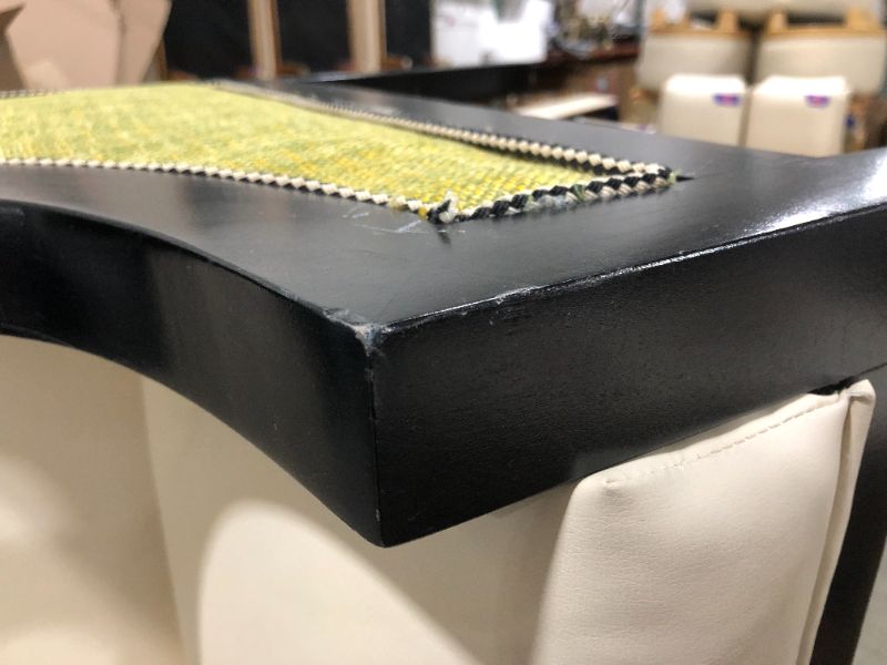 Photo 5 of Black Dining Room Chair with Creme Cushions and Green Siding 38H x 24L x 25W Inches