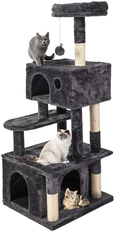 Photo 1 of BYUP Large Multi-Storey Cat Tree,50 inches, (Approximately 127 cm), Cat Tower, Cat Basket, Sisal Scratching Post, Cat Mobile Home with Hammock, Plush Double Apartment, Cat Habitat
