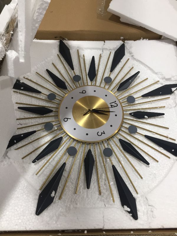 Photo 2 of 28" Starburst Metal Wall Clock Mid Century Modern Art Decor Wall Clock 70x70cm
