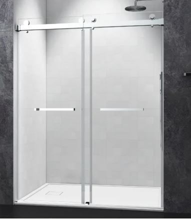 Photo 1 of **** Box 3/3 **** Nickel 56"-60" W x 76" H Double Sliding Frameless Shower Door (Part number: 20S1003BN)
