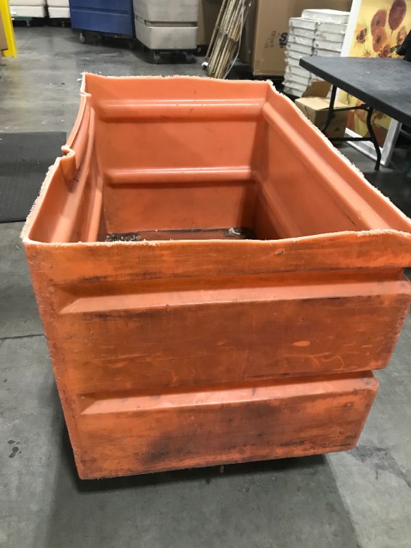 Photo 3 of 47x27x34 inch Orange heavy duty plastic tote with wheels