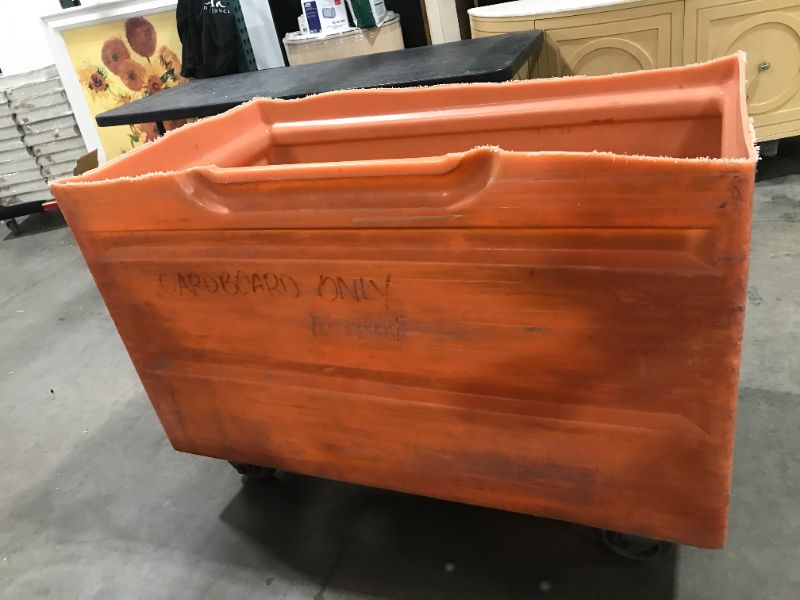 Photo 2 of 47x27x34 inch Orange heavy duty plastic tote with wheels