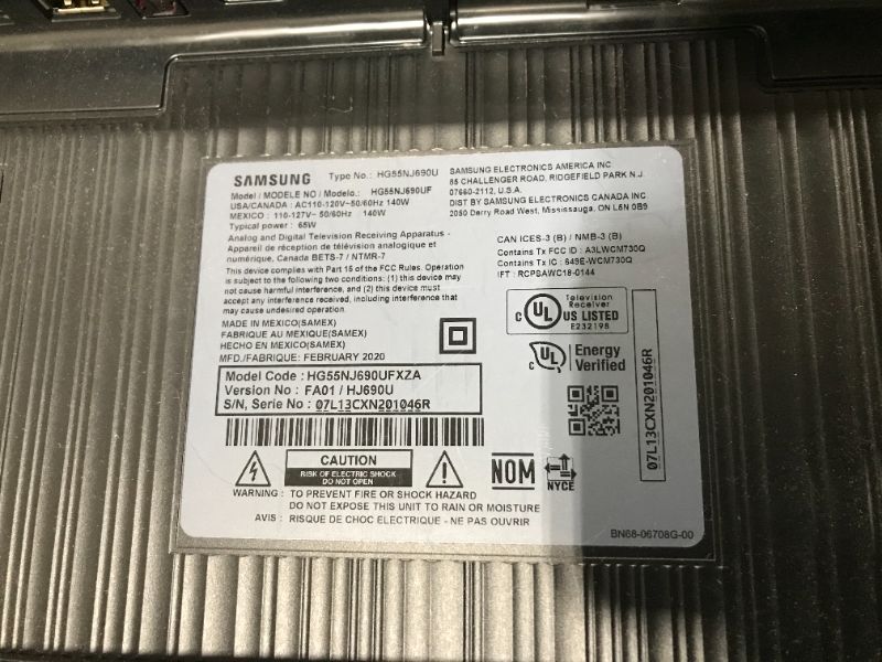 Photo 4 of Samsung 55 IN 2020 Model HG55NJ690UF (hardware and accessories not included)